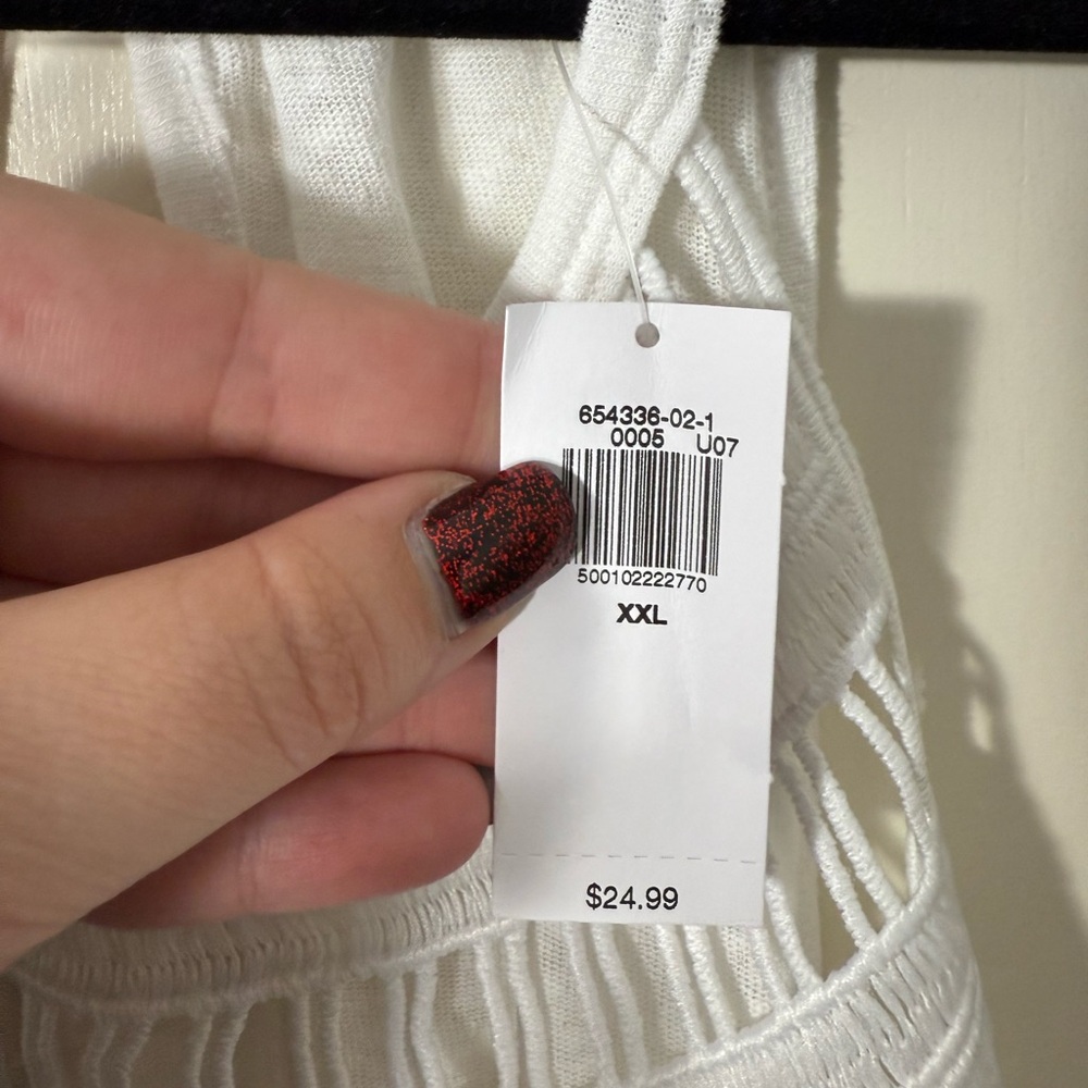 Old Navy White Sleeveless Crochet-Trim‎ Linen-Blend Top Plus Size XXL - Picture 4 of 8